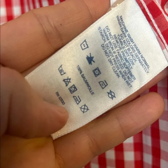 Lands’ End Red white gingham sleeveless shirt cotton size 4 P - Picture 4 of 10